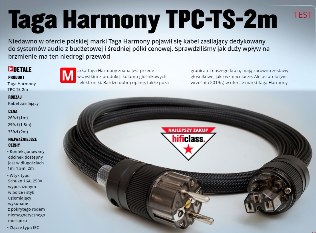 Test Taga Harmony TPC-TS kabel zasilający